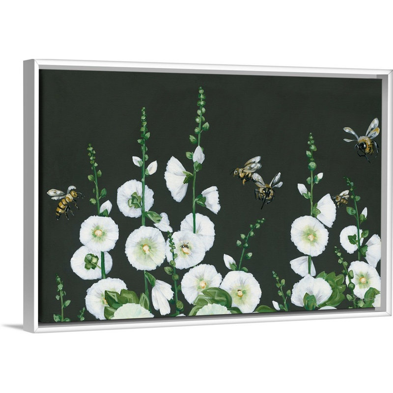 Abeilles - reproduction d'art sur toile, Cadre blanc, H 22 po x l 32 po x P 1,75po