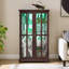 Armoires en porcelaine moderne avec rangement, armoire en verre à grain de bois de 30,31 pouces pour la maison
