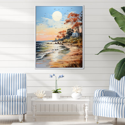 «Coastalbeach Beach Bliss Pointillism III» - Impression sur toile nautique et plage