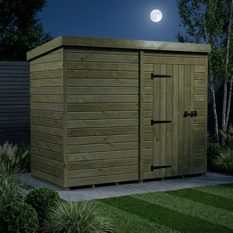 Total Sheds 8ft x 4ft Pent Garden Shed - Single Door - No Windows - Pressure Treated Timber - UK Manufactured