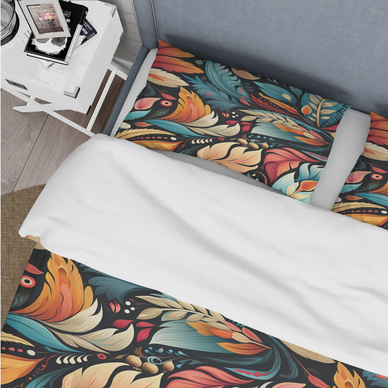 Ensemble de housse de couette artistique Boho, Housse de couette pour grand lit et 2 taies décor