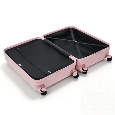 Front Opening 20-Inch Carry-On Luggage with Expandable Travel Bag Set, ABS Hard Shell, USB Port, and Cup Holder for Convenient Travel