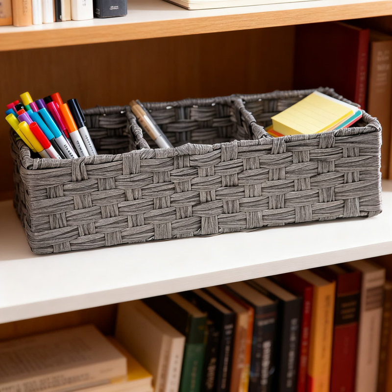 Woven Toilet Paper Storage Basket Organizer For Tank Topper, Decorative Shelf And Cabinet Bin Container With Handy Dispenser Slot