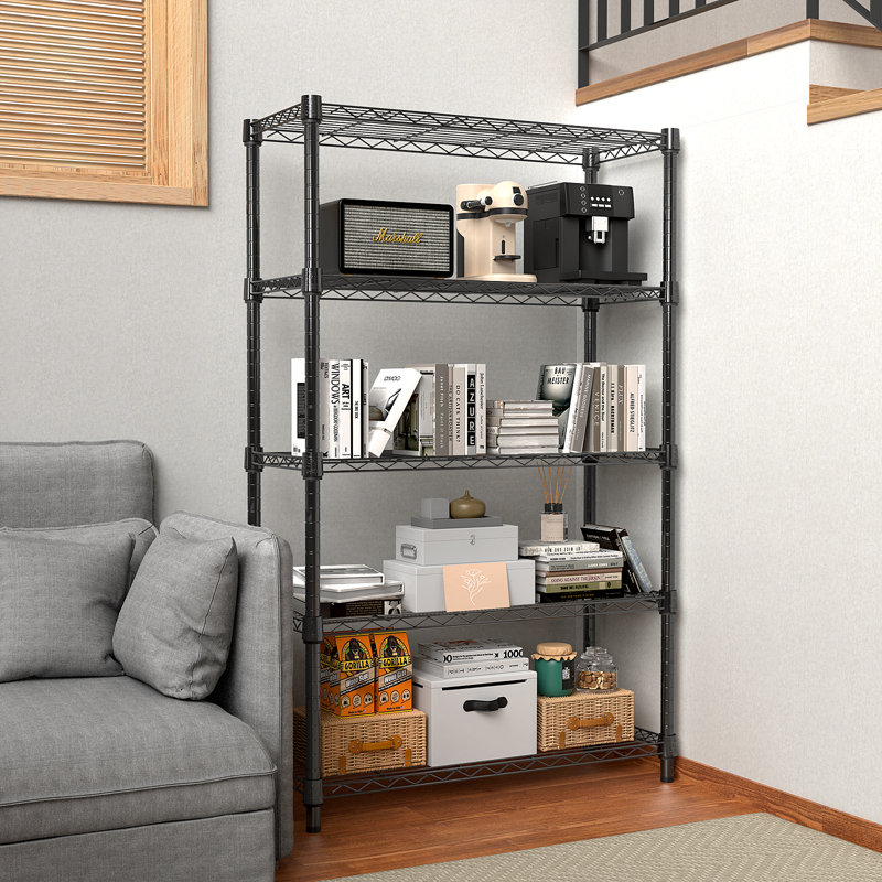 Étagère de rangement à 5 niveaux, Noir, H 63 po x l 24 po x P 14 po