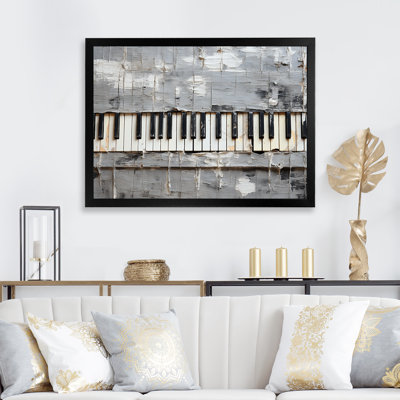 Minimalisme, touches de piano grises et blanches - musique, art mural de piano pour le salon