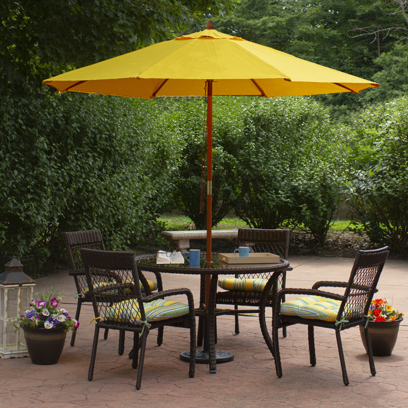 Parasol de marché extérieur 8,5 pi avec poteau en bois, Jaune