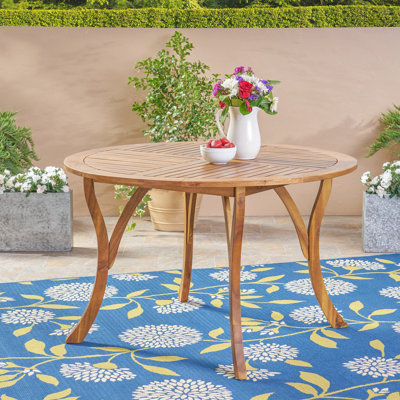 Table en bois de 46,92 pouces pour la terrasse extérieure, finition, lignes lisses sur les pieds, structure solide, assemblage requis avec une conception époustouflante, savoir-faire exquis, décoration de patio de finition, incluse