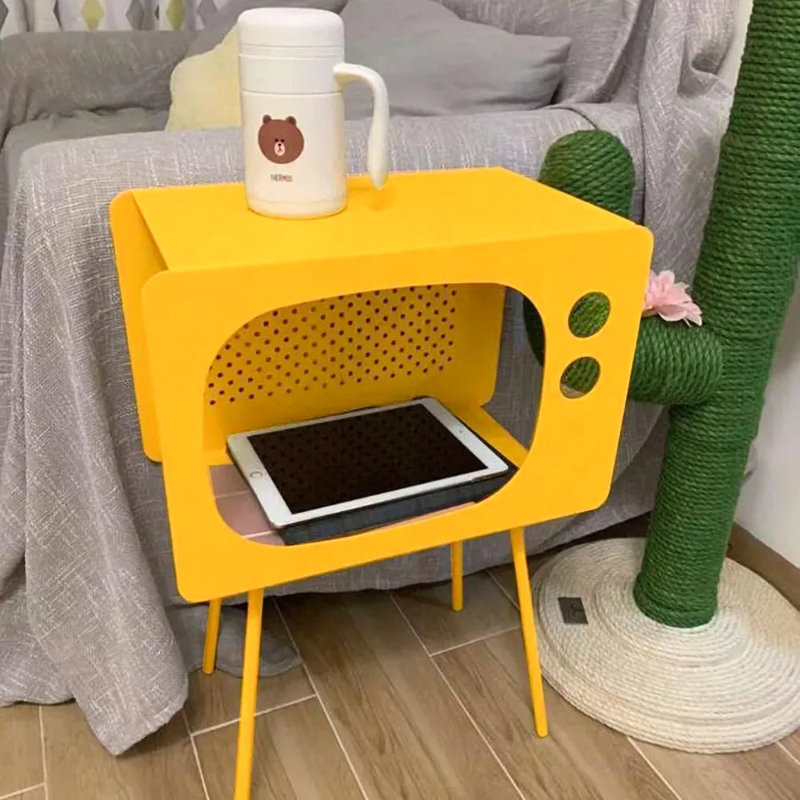 Stert Modern End Table In Television Shape Hollow Side Table, Yellow