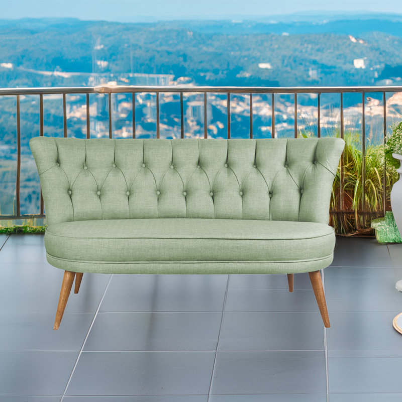 Canapé moderne 2 places, vert pétrole, 55,1 po x 31,5 po x 27,9 po | Structure en bois massif, tissu 100% polyester, 32 mousses en mousse pour plus de confort | Conception facile à nettoyer et élégante pour la maison, l'hôtel et les espaces rustiques