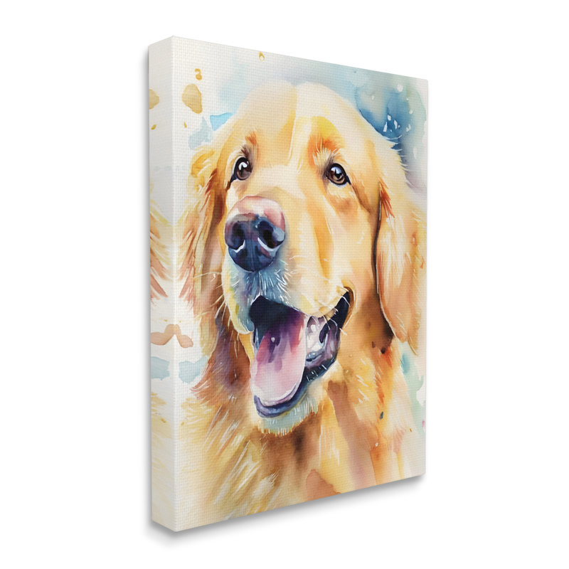 Happy Retriever par Petals Prints Design, H 48 po x l 36 po x P 1,5 po