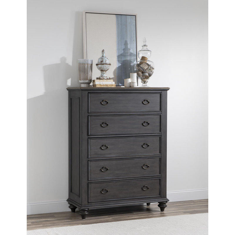 Commode 5 tiroirs Kingston, Brun