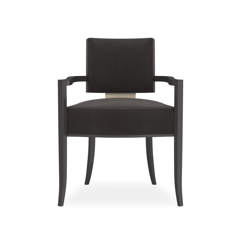 Caracole Classic Upholstered Arm Chair, Black, Black/Gold