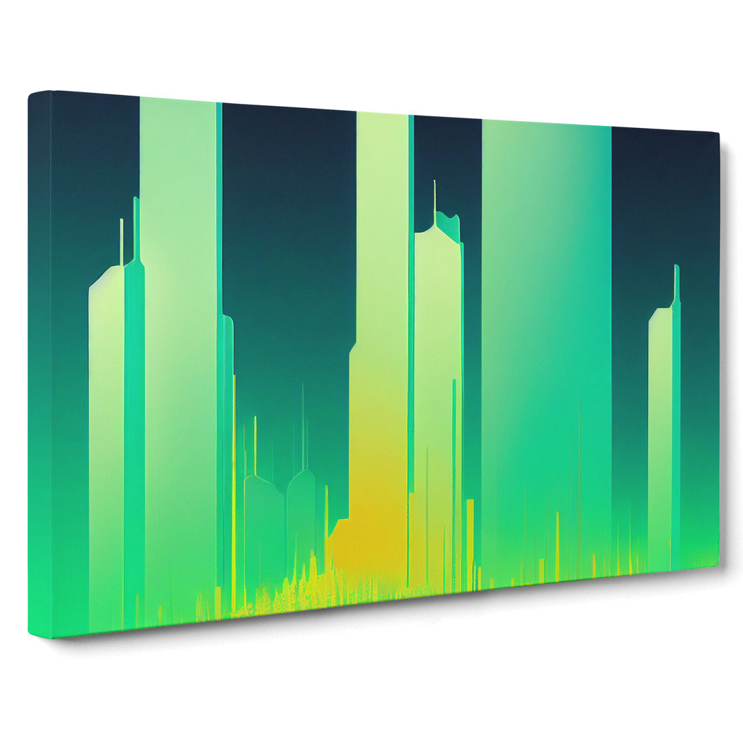 Quirky Skyscraper Skyline Abstract - Wrapped Canvas