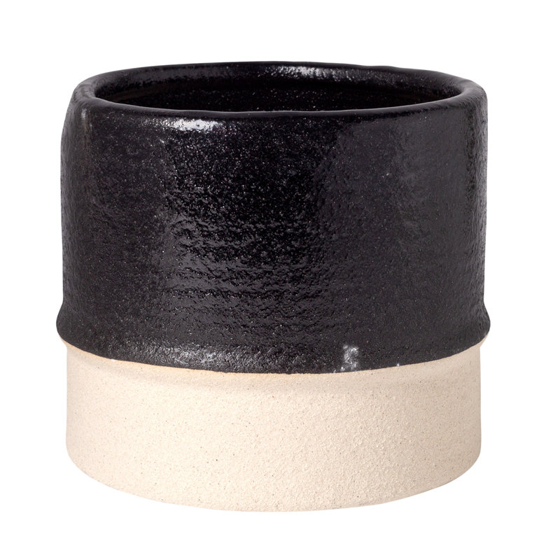 8"H Black with Stone Bottom Planter