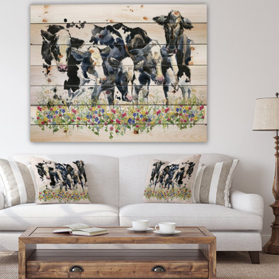 Vache laitière sur fond-reproduction d’art