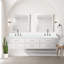 Meuble-lavabo double avec plan de travail blanc et ensemble de robinetterie-110865167-110865169