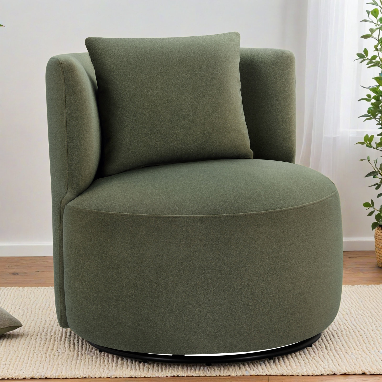 Belarus Swivel Accent Chair, Vesper Forest Velvet