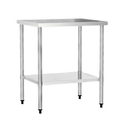 Table commerciale en acier inoxydable 24 po x 30 po avec homologation, pieds galvanisés et tablette de rangement inférieure, certification de nettoyage facile, surface hygiénique, convient aux cuisines exiguës.
