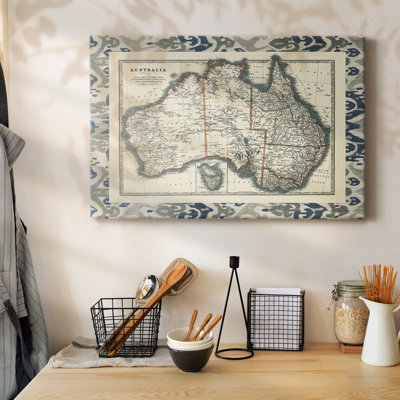 Carte bordée de l'Australie - Toile tendue avec châssis