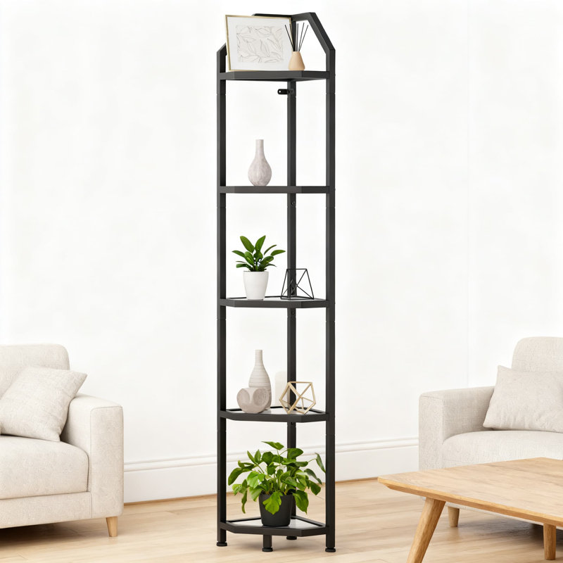5-Tier Corner Bookshelf For Home & Office, 70-Inch Tall Heavy-Duty Storage Shelf With Adjustable Shelves, Space-Saving Plant Stand For Living Room And Small Spaces