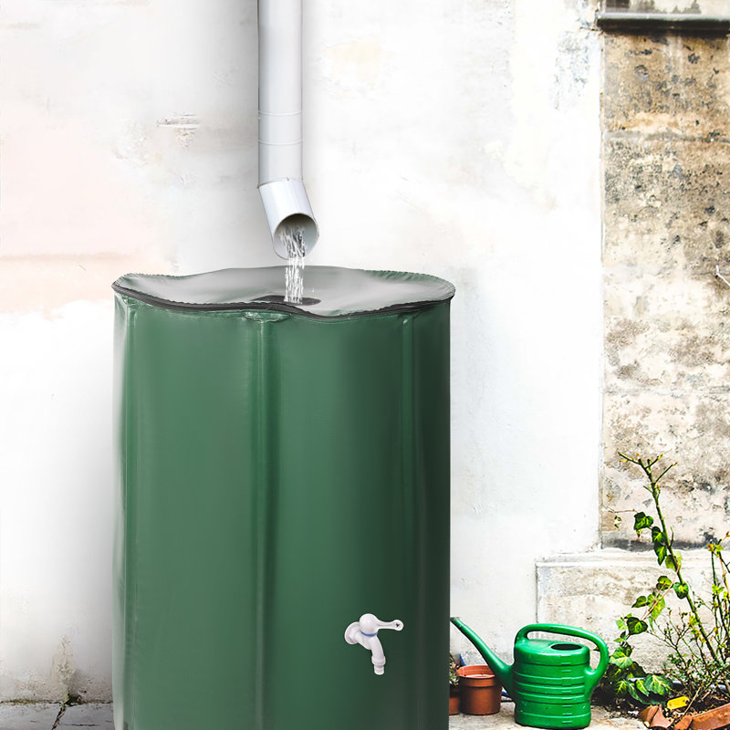 Green 100 Gallon Foldable PVC Rain Barrel