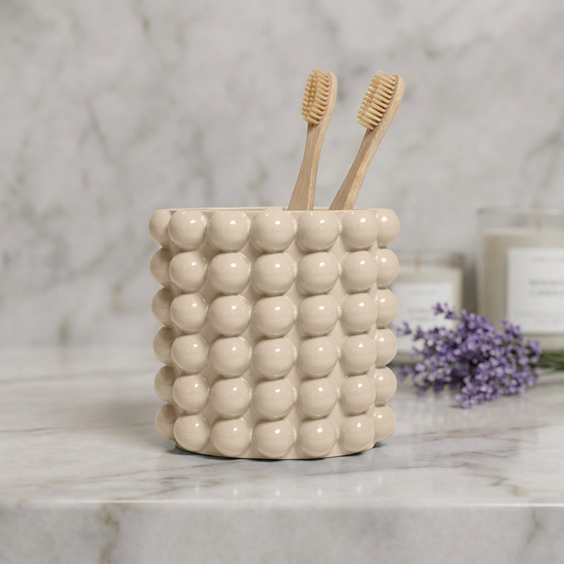 Porte-brosse à dents à bulles texturé Better Trends, Crème