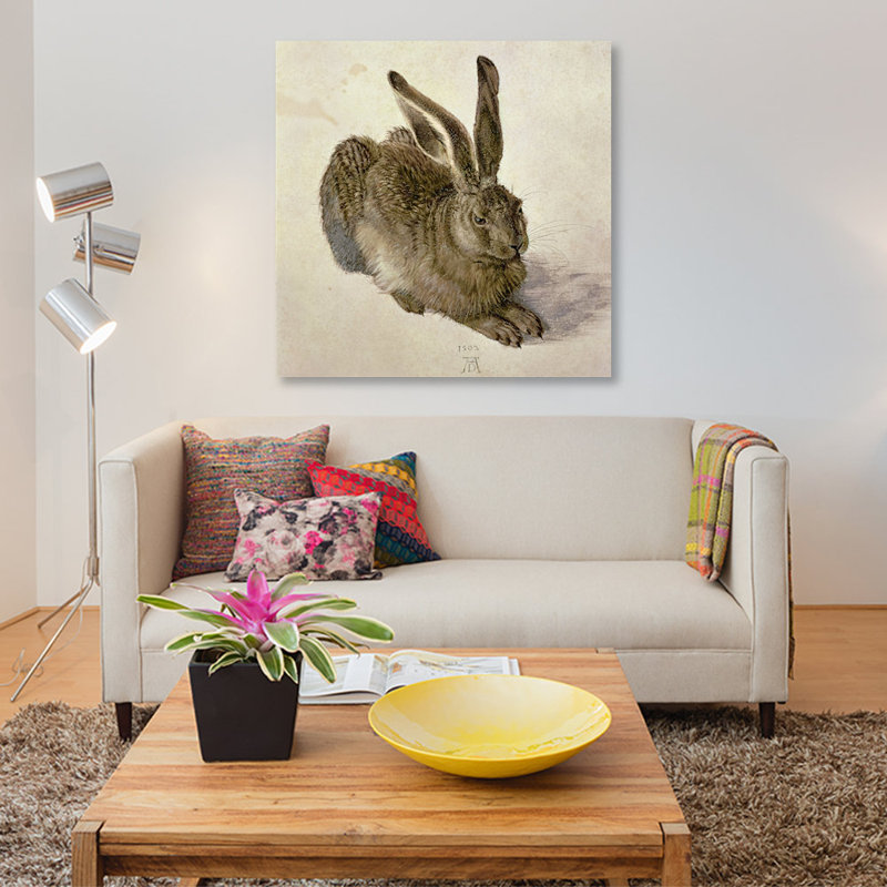 « lièvre, 1502 », reproduction sur toile, H 12 po x l 12 po x P 1,5 po, Pas de tapis, Toile tendue