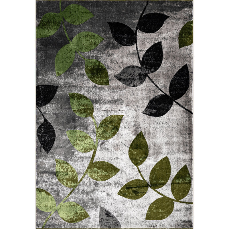Abstract Area Rug, Green, Rectangle 120 x 170 cm
