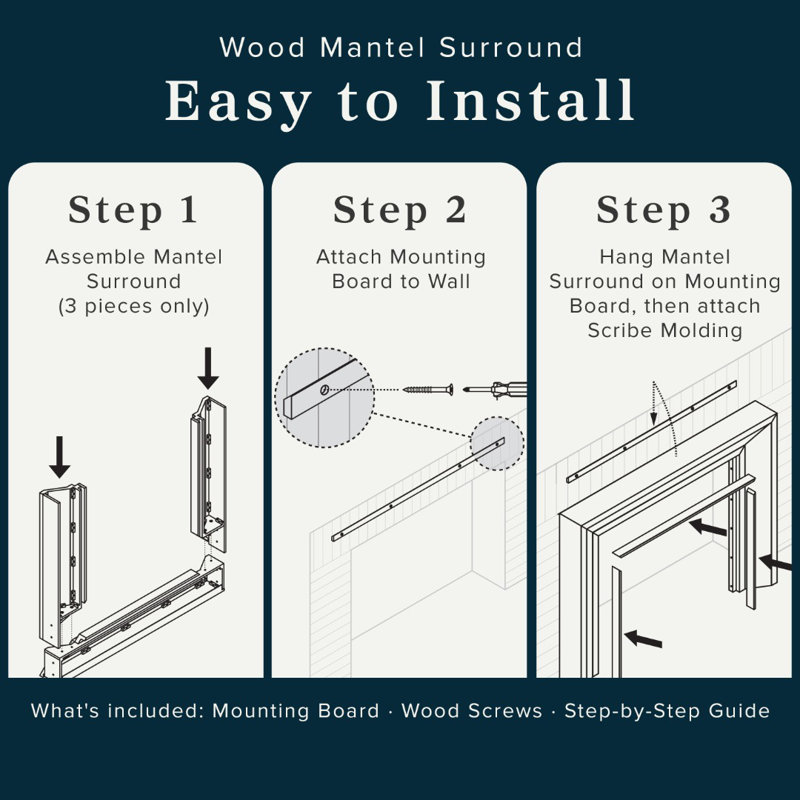Modern Ember Everly Wood Fireplace Mantel Surround Kit in White | 56" x 42" Opening | 54", 72", Blonde