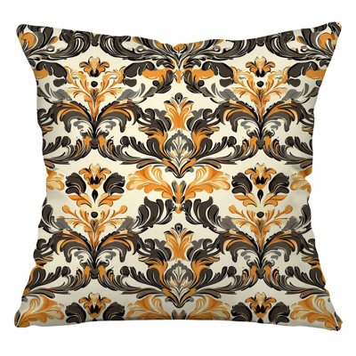 Ornate Damask Throw Pillow, Graphics Cotton Twill Pillows