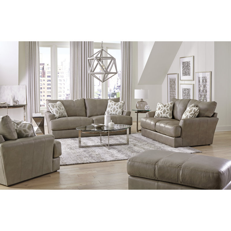 Canapé Ciriaca, Cuir beige assorti, H 37 po x l 68 po x P 45 po