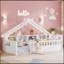 Lit simple au sol avec toit, étagères de rangement et lumière DEL pour enfants