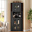 Meuble-bar de coin avec porte-verres, rangement pour le vin et éclairage à détecteur de mouvement