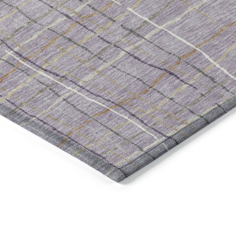 Lavender Stripe Synthetic Flat Woven Washable Rug 2'6" x 3'10"
