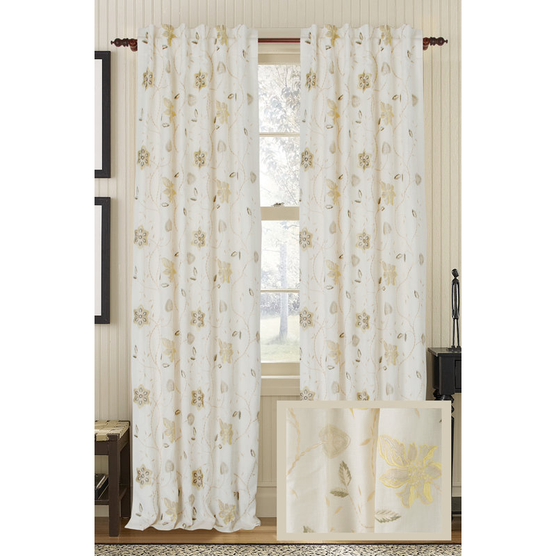 Coppock 100% Linen Semi Sheer Curtain Single Panel, 50" W x 108" L, Charlotte Blue