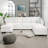 Ziniyah Convertible 4 Seater U-Shaped Modular Linen Sofa Sectional with 3 Ottoman for Living Room-598439647