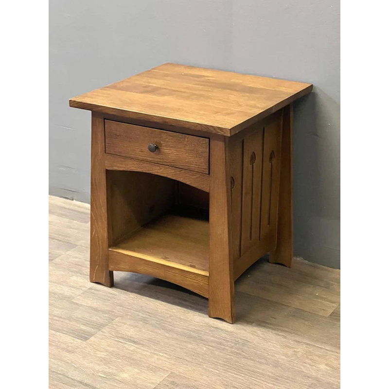 Table de bout en bois massif avec rangement Shabbona