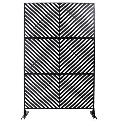 Écran d'intimité extérieur et intérieur en métal H 76 po x l 48 po, écran d'intimité décoratif autoportant pour terrasse de balcon de terrasse, panneaux de clôture d'intimité pour jardin extérieur PS113 NOIR