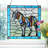12"H Rainbow Stripe Zebra Stained Glass Window Panel