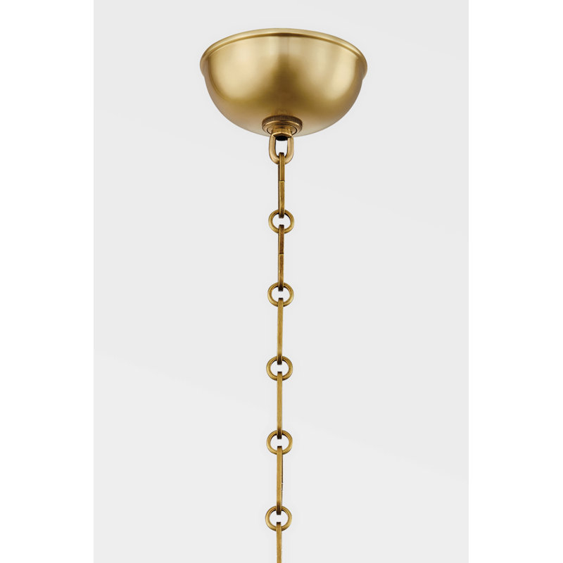Aged Brass 3-Light Shaded Pendant with Metal Shade