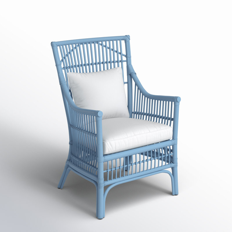 Jamestown Slat Back Rattan Armchair, Blue