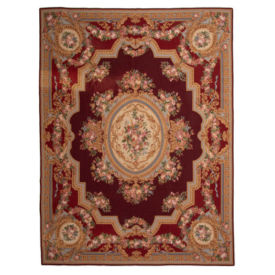 Tapisserie Dynasty bourgogne kilim 7 pi 5 po x 9 pi 7 po