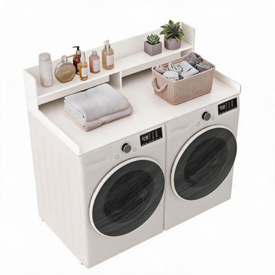 Tablette 54 po à 2 niveaux pour comptoir laveuse-sécheuse, organisateur de salle de lavage et de repassage noir