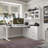 Electric Height Adjustable Corner Desk With Storage Cabinet & Glass Doors