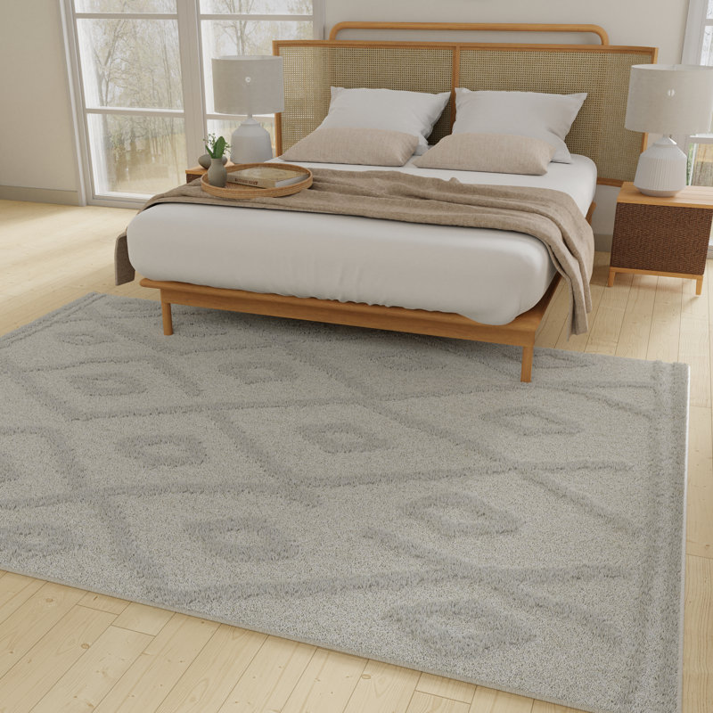 Tapis d'intérieur en polyester tissé à la machine Iqlas, Rectangle 7 pi 10 po x 9 pi 10 po