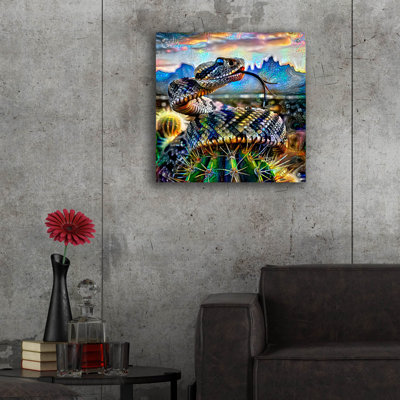  «Viper Snake Rattlesnake» par Pedro Gavidia, art mural en verre acrylique, 24 po x 24 po