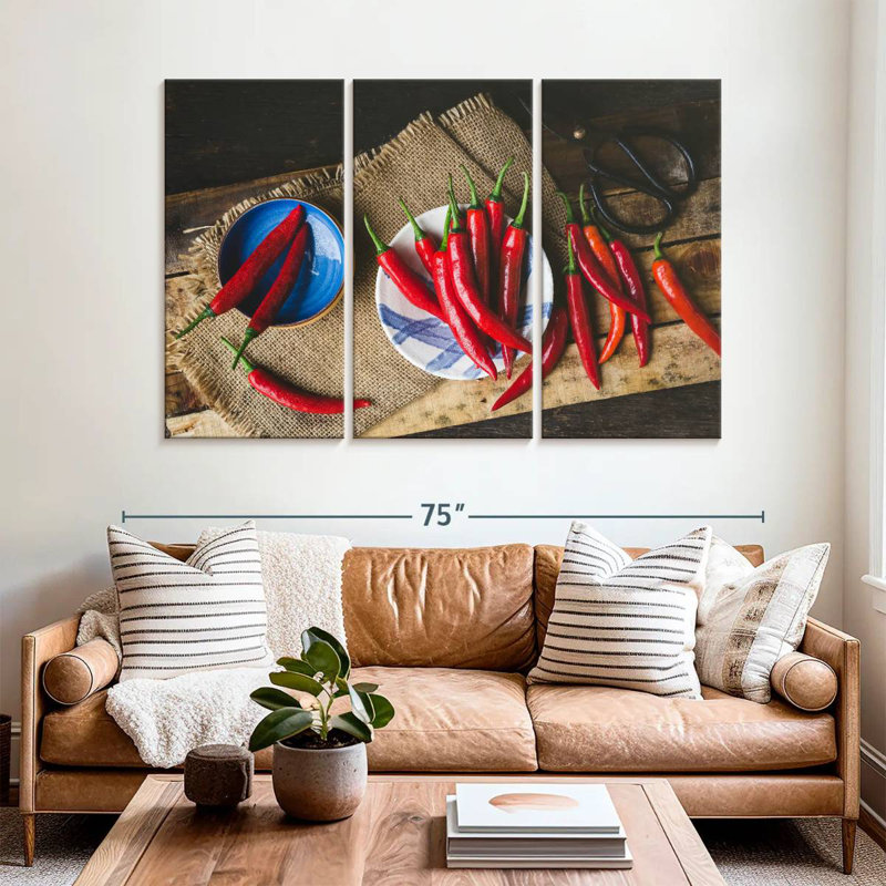Yarlin Red Chilies, 42" H x 65" W