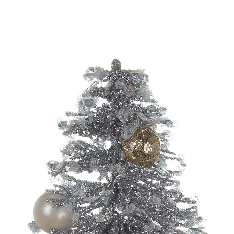 Arbre scintillant sur base en bois - ensemble de 6 - argent