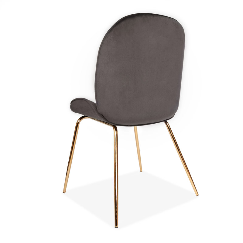 Lawson 58 cm H Velvet Side Chair, Grey, Gold