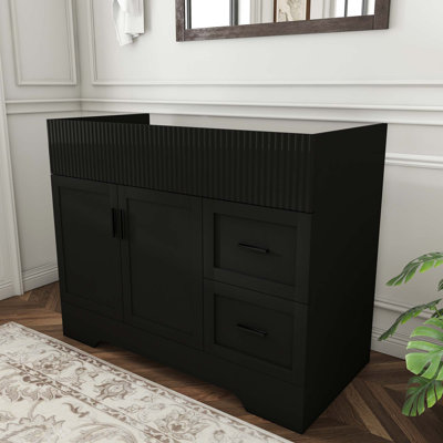 Meuble-lavabo moderne 42 po avec 2 tiroirs, armoire en panneau de fibres à densité moyenne avec portes à fermeture en douceur et finition à base d'eau, lavabo non inclus